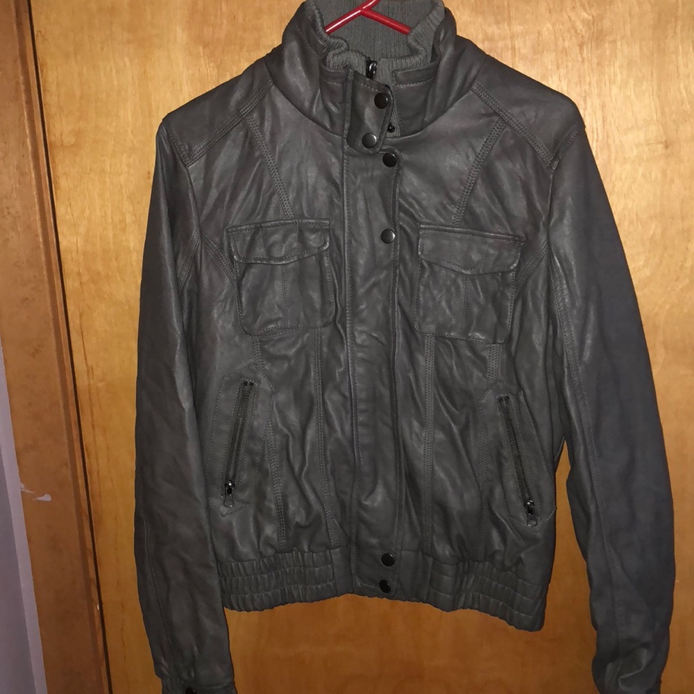 Dark gray faux leather jacket